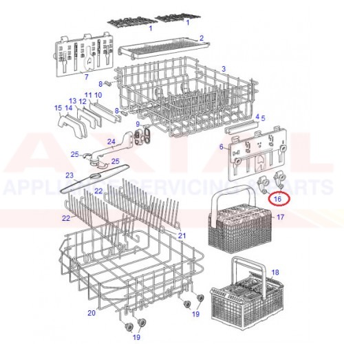 Electrolux Westinghouse Simpson Dishlex Dishwasher Upper Roller kit