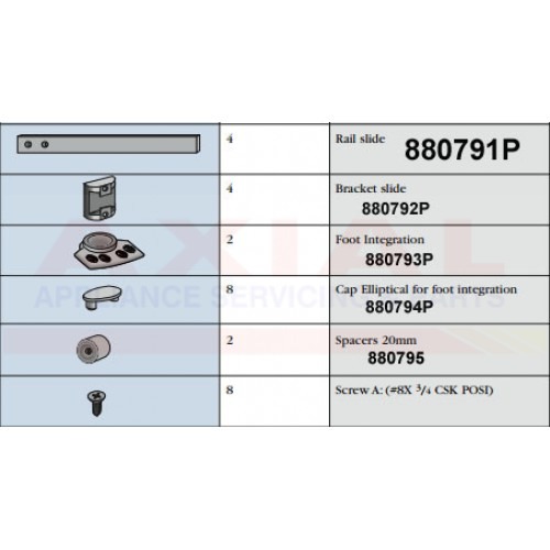 Fisher and Paykel Fridge Integrations Slide Rail 880791P